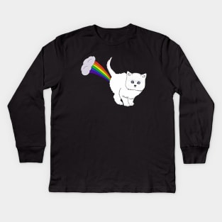 Cat Fart Rainbow Kids Long Sleeve T-Shirt